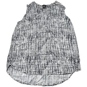 Sandra Ingrish Top Size L Blue White Sleeveless Lightweight Office DISCOLORATION